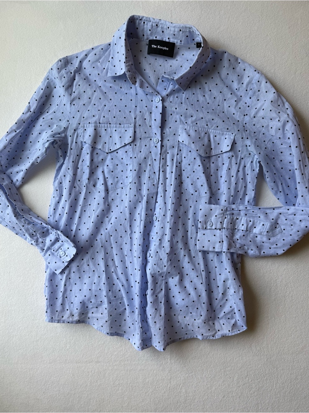 The Kooples Light Blue Polka Dot Button-Up Shirt size 1